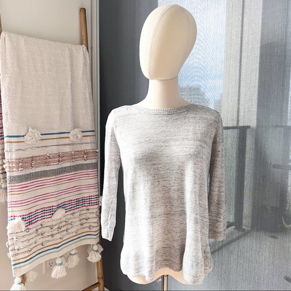 Madewell Sweaters - Madewell Grey Boat Neck Long Sleeve 100% Linen Pullover Sweater Women’s Small